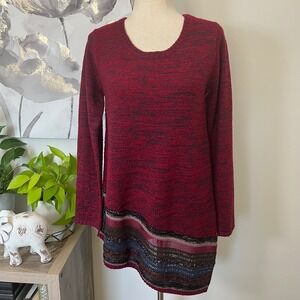 Soft Surroundings Tunic Sweater Embroidered Asymmetrical Boho Artsy Lagenlook